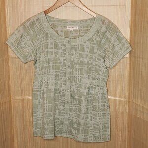 Calvin Klein Womens Mint Green Short Sleeve Lightweight Button Down Blouse Small